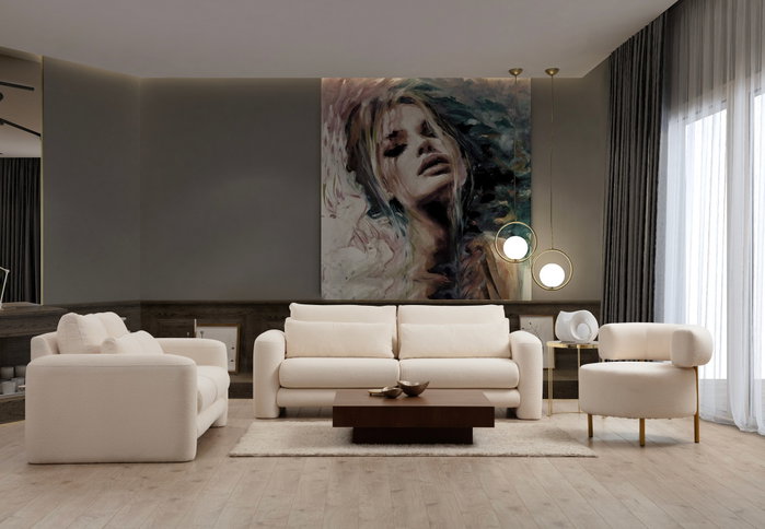Atelier Del Sofa Sofá 3 Plazas Lily Cream 3 Crema 215x97x73 cm Estructura Madera Respaldo Espuma y Pluma
